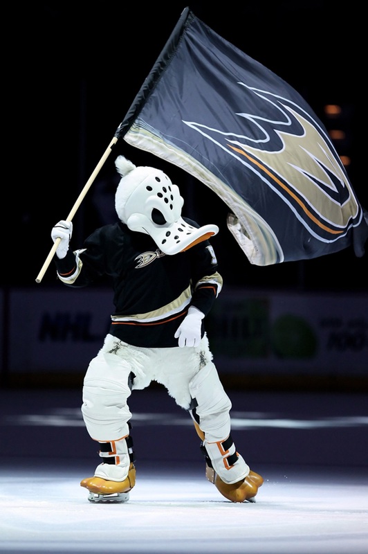 Skating at Honda Center with Anaheim Ducks mascot Wild Wing